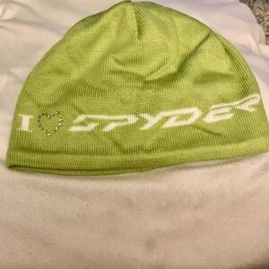 Spyder Lime Green Beanie with a Reinstone Heart